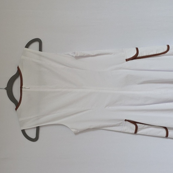 Staud White & Brown Lined Cotton Dress.  Size 4 - Picture 5 of 9